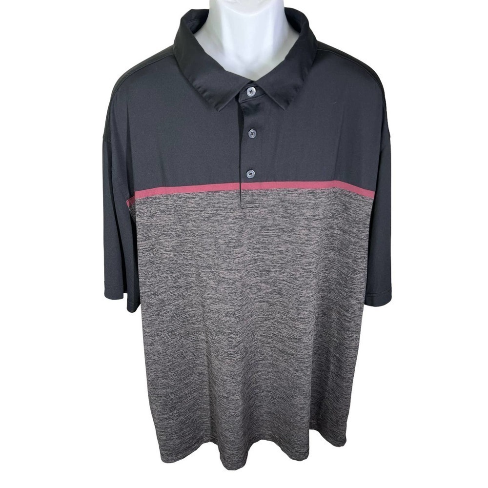 REEBOK Golf Gray Maroon Black Short Sleeve Polo Shirt Men's Size 3XL